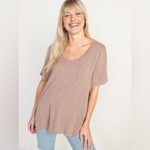 Old Navy Oversized Luxe Tunic Light Brown Short Sleeve T-Shirt Size XL